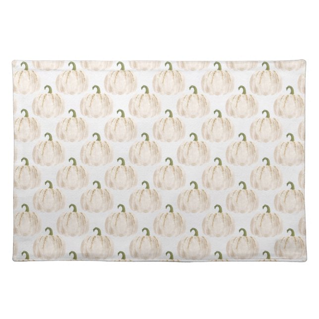 White and Gold Glittery Pumpkins  Cloth Placemat (Front)