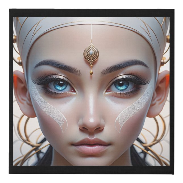 White and Gold Goddess Zen Portrait Faux Canvas Print (Front)