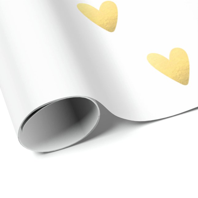 White and gold hearts wrapping paper (Roll Corner)