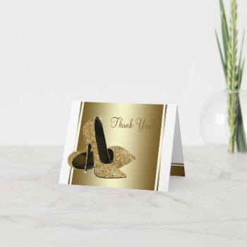 White And Gold High Heel Shoe Thank You Cards by Pure_Elegance at Zazzle