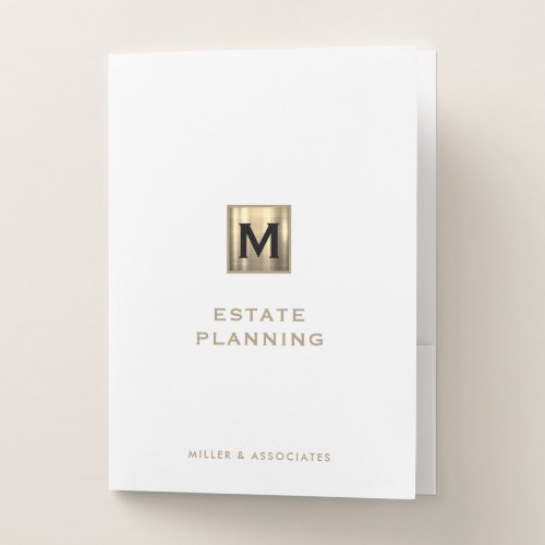 White and Gold Initial Logo Professional Pocket Folder