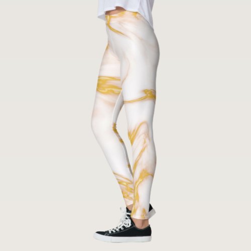 White And Gold Leggings