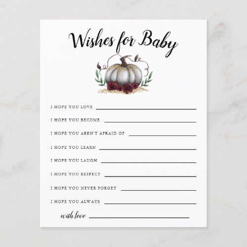 White and Gold Little Pumpkin Wishes for Baby Card