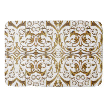White and Gold Luxury Bath Mat