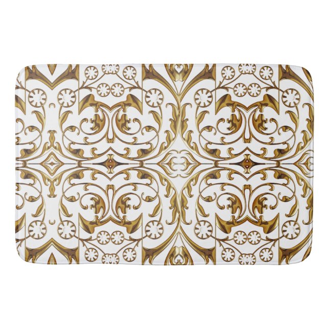 White and Gold Luxury Bath Mat (Front)
