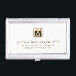 White and Gold Luxury  Business Card Case<br><div class="desc">Keep your business cards organized in style with this elegant business card case featuring a solid white and gold initial logo design. Perfect for estate planners, financial planners, and other business professionals, this case exudes sophistication and professionalism. The durable construction ensures your cards stay protected while you're on the go....</div>