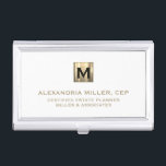 White and Gold Luxury  Business Card Case<br><div class="desc">Keep your business cards organized in style with this elegant business card case featuring a solid white and gold initial logo design. Perfect for estate planners, financial planners, and other business professionals, this case exudes sophistication and professionalism. The durable construction ensures your cards stay protected while you're on the go....</div>