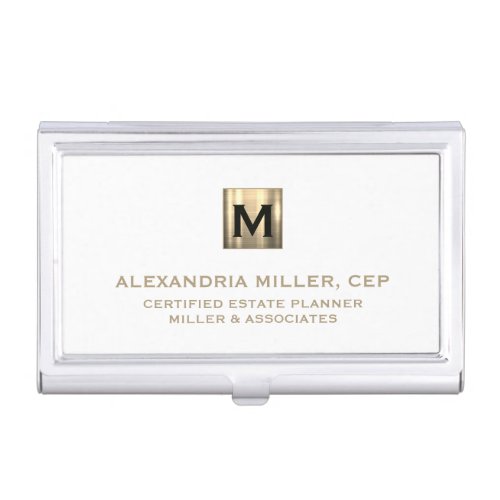 White and Gold Luxury  Business Card Case
