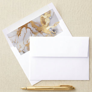 White and gold luxury marble effect envelope liner
