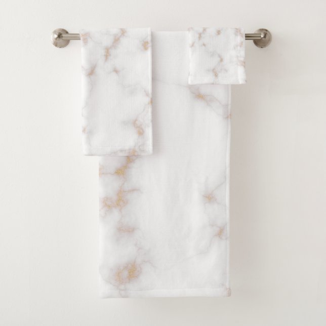 White and Gold Marble Bath Towel Set (Insitu)