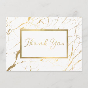 White and Gold Marble Designer Thank You Card