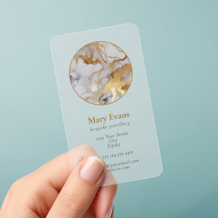 White and gold marble effect modern business card clear business cards