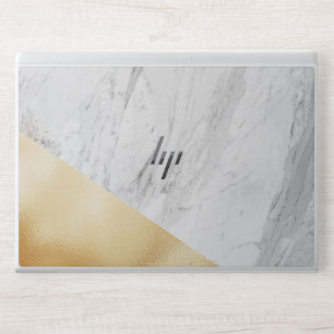 White And Gold Marble elegant HP elitebook Laptop Skin