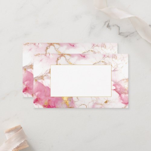 White and gold marble guest name place card