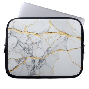 White and gold marble laptop sleeve