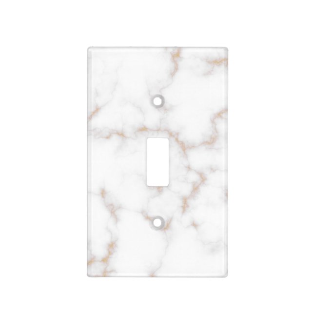 White and Gold Marble Light Switch Cover (Front)