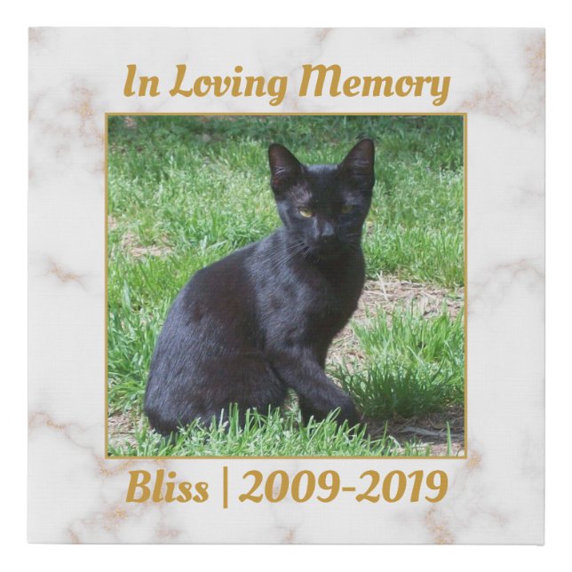 White and Gold Marble Memorial Faux Canvas Print (Front)