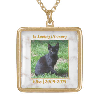 White and Gold Marble Memorial Gold Plated Necklace