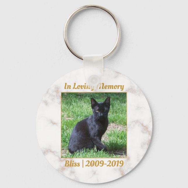 White and Gold Marble Memorial Keychain (Front)