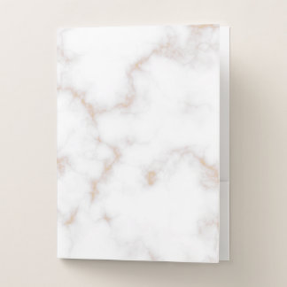 White and Gold Marble Pocket Folder