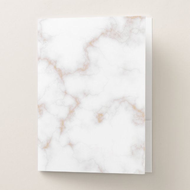 White and Gold Marble Pocket Folder (Front)