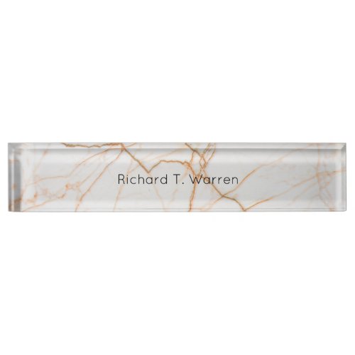 White and Gold Marble Professional Modern Desk Name Plate