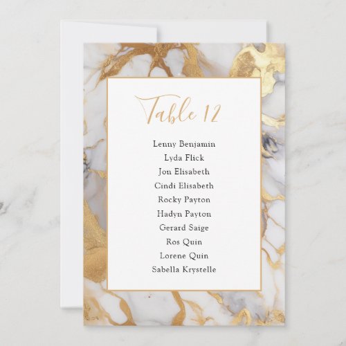 White and gold marble Table Number