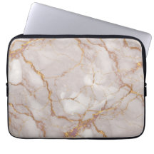 White and Gold Marble Texture Electronics Bag