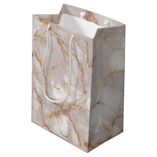 White and Gold Marble Texture Gift Bag