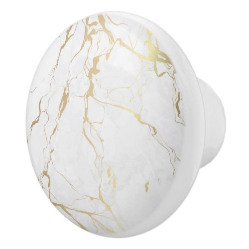 White and gold marble texture image ceramic knob