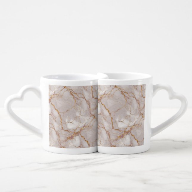 White and Gold Marble Texture Lovers' mug (Front Nesting)