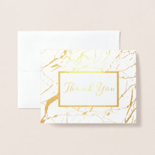 White and Gold Marble Thank You Folded Card