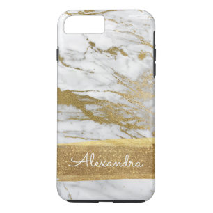 White and Gold Marble with Gold Foil and Glitter iPhone 8 Plus/7 Plus Case