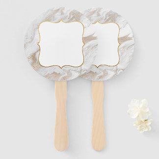 White and Gold Marbled Auction Paddle Hand Fan