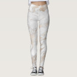 White and Gold Marbled Leggings<br><div class="desc">Beautiful spandex leggings with graphics of a golden glitter, white and gray marbled effect. Customize to add text to this chic pair of every day wear leggings.</div>