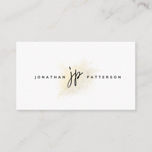 White and gold minimalist business card (Front)
