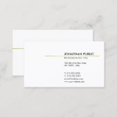 White and Gold Minimalistic Elegant Plain Modern Business Card (Front/Back)
