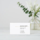 White and Gold Minimalistic Elegant Plain Modern Business Card (Standing Front)