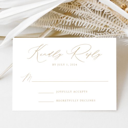 White and Gold Modern Elegance Wedding RSVP Card