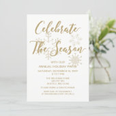 White and Gold Modern holiday Party Invitation (Standing Front)