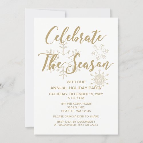White and Gold Modern holiday Party Invitation