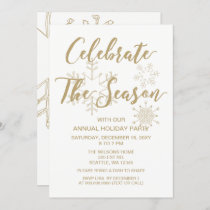 White and Gold Modern holiday Party Invitation
