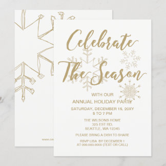 White and Gold Modern holiday Party Invitation