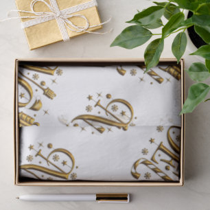 White and Gold Noel Christmas Tissue Paper