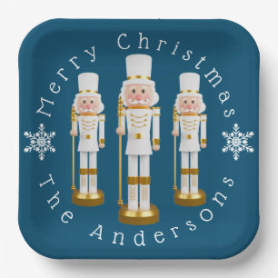 White and Gold Nutcrackers Personalize Paper Plates