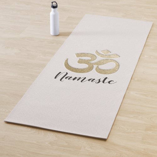 White and Gold OM Symbol Yoga Mediation Instructor Yoga Mat