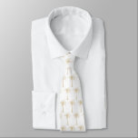 White and Gold Palm Tree Pattern For The Groom Neck Tie<br><div class="desc">This cool tropical tie features an artistic golden palm tree pattern over a white background on the front and solid golden background on the back.</div>