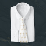 White and Gold Palm Tree Pattern Neck Tie<br><div class="desc">This cool tropical tie features an artistic golden palm tree pattern over a white background on the front and solid golden background on the back.</div>