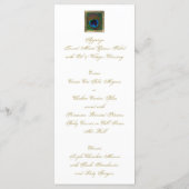 White and Gold Peacock Feather Menu Card (Back)