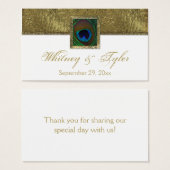 White and Gold Peacock Feather Wedding Favor Tag (Front & Back)